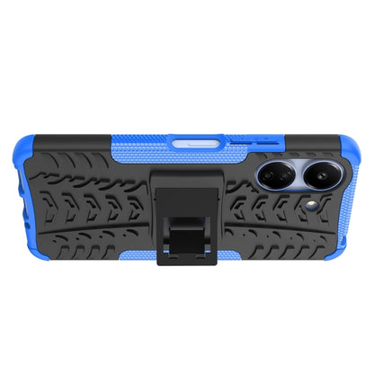 For Xiaomi Redmi 13C 4G Tire Texture TPU + PC Phone Case with Holder(Blue) - 13C Cases by buy2fix | Online Shopping UK | buy2fix