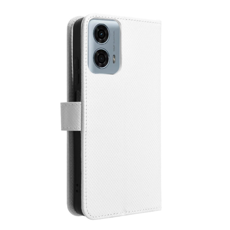 For Motorola Moto G Power 5G 2024 Diamond Texture Leather Phone Case(White) - Motorola Cases by buy2fix | Online Shopping UK | buy2fix