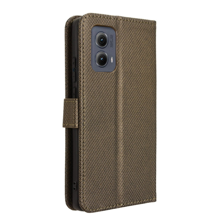 For Motorola Edge 2024 5G Diamond Texture Leather Phone Case(Brown) - Motorola Cases by buy2fix | Online Shopping UK | buy2fix