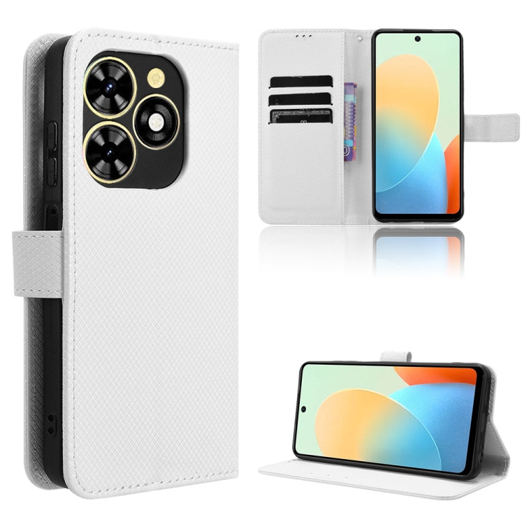 For Tecno Spark Go 2024 Diamond Texture Leather Phone Case(White) by buy2fix