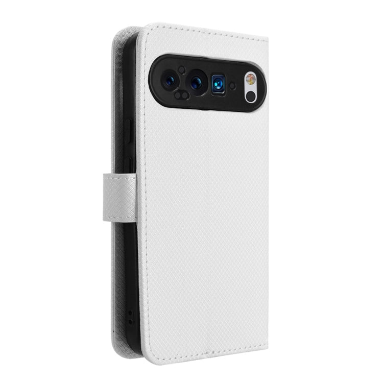 For Google Pixel 9 Pro Diamond Texture Leather Phone Case(White) - Google Cases by buy2fix | Online Shopping UK | buy2fix