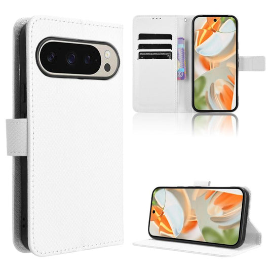 For Google Pixel 10 Pro XL Diamond Texture Leather Phone Case(White) - Google Cases by buy2fix | Online Shopping UK | buy2fix
