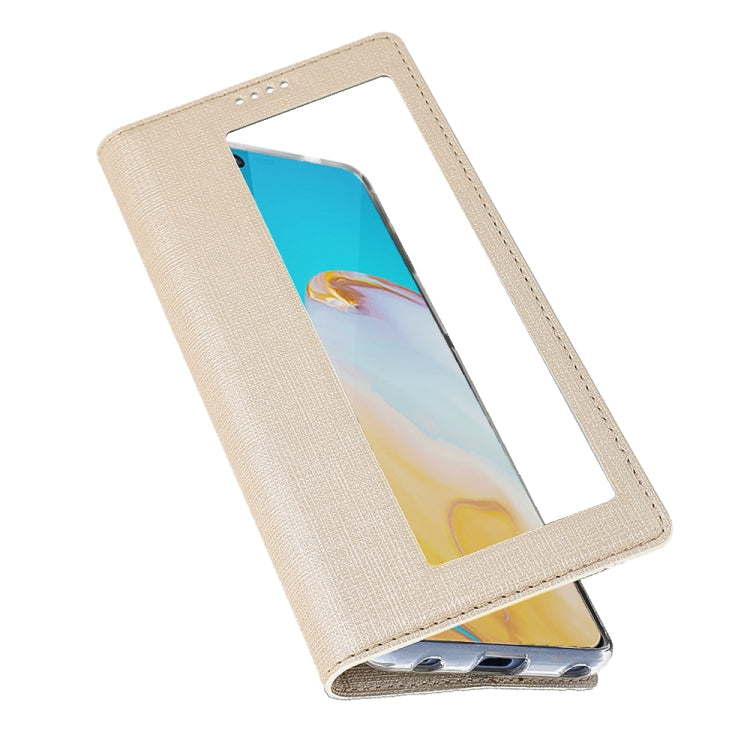 For Huawei P40 ViLi DMX-54 Shockproof TPU + PU Leather View Window Magnetic Attraction Horizontal Flip Protective Case with Card Slots & Holder & Sleep / Wake-up(Champagne Gold) - Huawei Cases by ViLi | Online Shopping UK | buy2fix