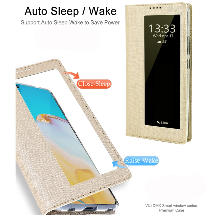 For Huawei P40 ViLi DMX-54 Shockproof TPU + PU Leather View Window Magnetic Attraction Horizontal Flip Protective Case with Card Slots & Holder & Sleep / Wake-up(Champagne Gold) - Huawei Cases by ViLi | Online Shopping UK | buy2fix