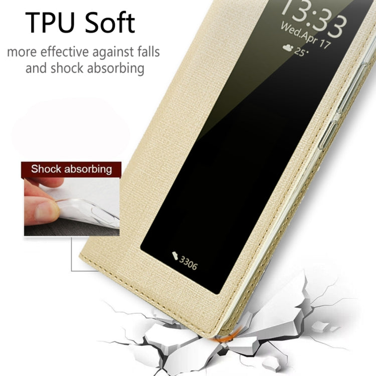 For Huawei P40 Pro ViLi DMX-54 Shockproof TPU + PU Leather View Window Magnetic Attraction Horizontal Flip Protective Case with Card Slots & Holder & Sleep / Wake-up(Champagne Gold) - Huawei Cases by ViLi | Online Shopping UK | buy2fix