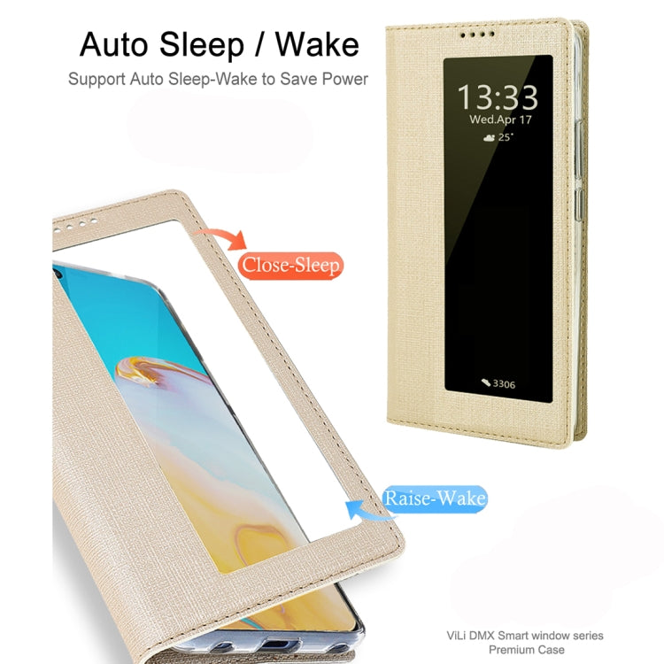 For Huawei P40 Pro ViLi DMX-54 Shockproof TPU + PU Leather View Window Magnetic Attraction Horizontal Flip Protective Case with Card Slots & Holder & Sleep / Wake-up(Champagne Gold) - Huawei Cases by ViLi | Online Shopping UK | buy2fix