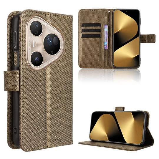For Huawei Pura 80 Ultra 5G Diamond Texture Leather Phone Case(Brown)