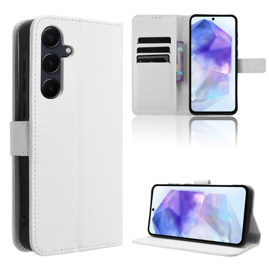 For Samsung Galaxy A35 5G Diamond Texture Leather Phone Case(White)