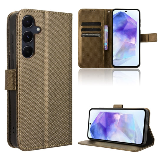 For Samsung Galaxy A55 5G Diamond Texture Leather Phone Case(Brown)