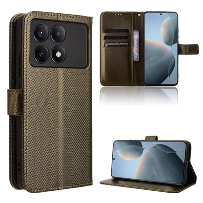 For Xiaomi Redmi K70E / Poco X6 Pro Diamond Texture Leather Phone Case(Brown) - K70E Cases by buy2fix | Online Shopping UK | buy2fix