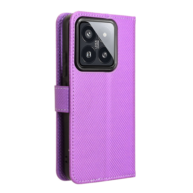 For Xiaomi 14 Diamond Texture Leather Phone Case(Purple) - 14 Cases by buy2fix | Online Shopping UK | buy2fix