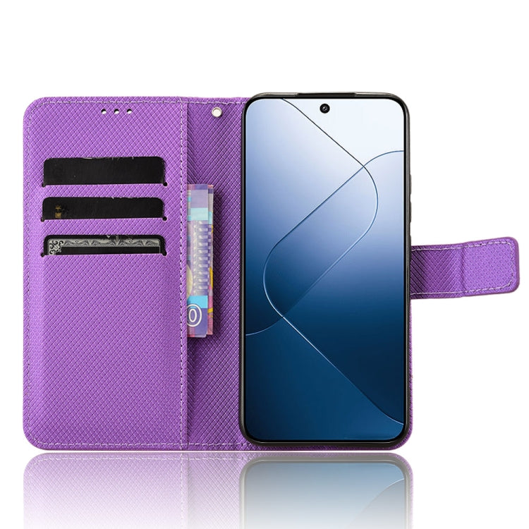 For Xiaomi 14 Diamond Texture Leather Phone Case(Purple) - 14 Cases by buy2fix | Online Shopping UK | buy2fix