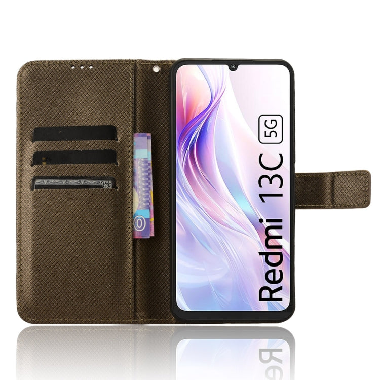 For Xiaomi Redmi 13C 5G / 13R 5G Diamond Texture Leather Phone Case(Brown) by buy2fix