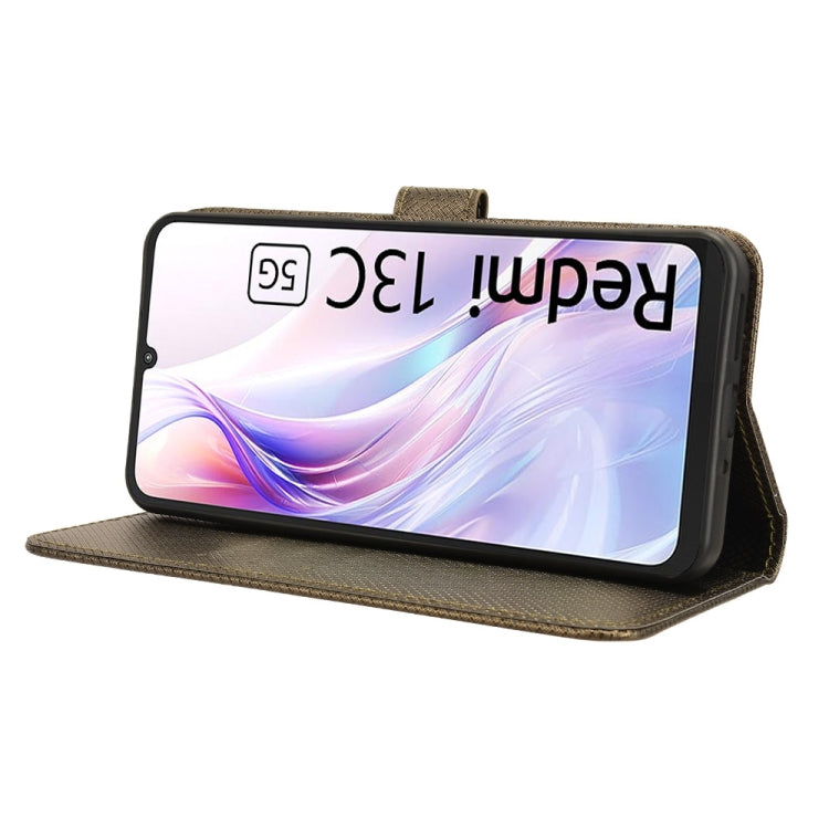 For Xiaomi Redmi 13C 5G / 13R 5G Diamond Texture Leather Phone Case(Brown) by buy2fix