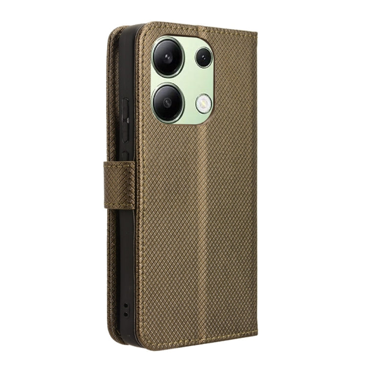 For Xiaomi Redmi Note 13 4G Diamond Texture Leather Phone Case(Brown) - Note 13 Cases by buy2fix | Online Shopping UK | buy2fix