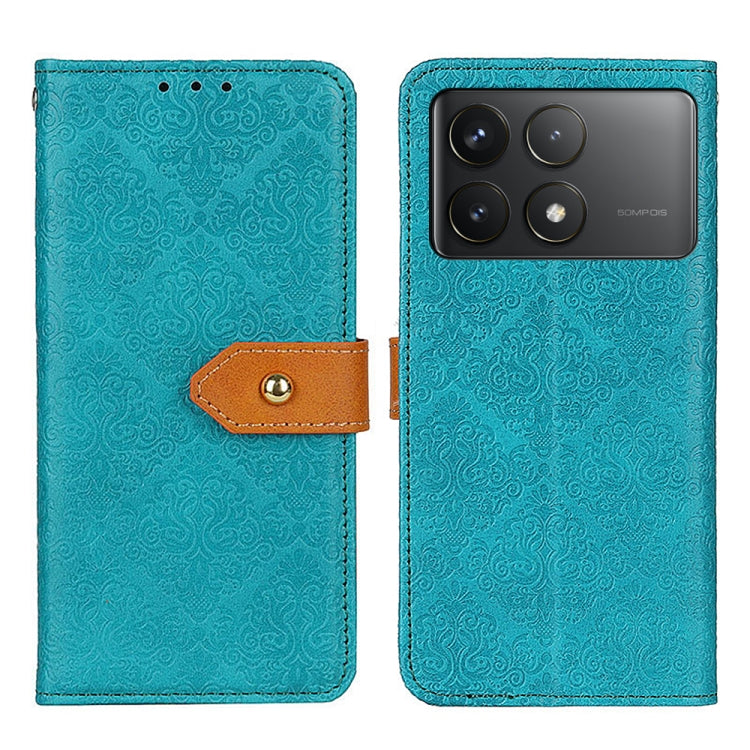 For Xiaomi Redmi K70 5G / K70 Pro 5G European Floral Embossed Leather Phone Case(Blue) - K70 Cases by buy2fix | Online Shopping UK | buy2fix