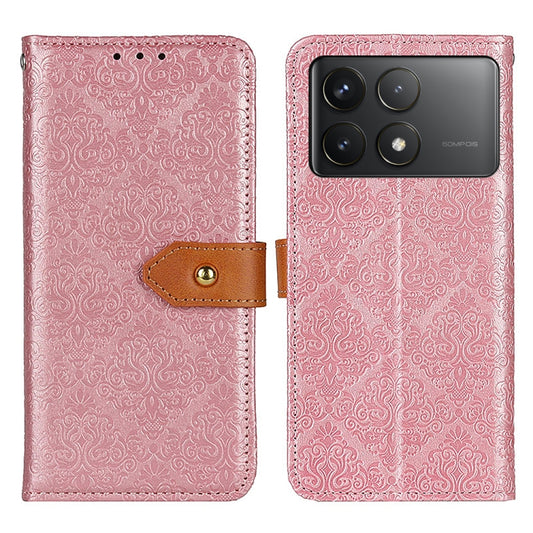 For Xiaomi Redmi K70 5G / K70 Pro 5G European Floral Embossed Leather Phone Case(Pink) - K70 Cases by buy2fix | Online Shopping UK | buy2fix