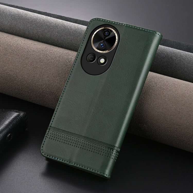 For Huawei nova 12 AZNS Magnetic Calf Texture Flip Leather Phone Case(Dark Green) - Huawei Cases by AZNS | Online Shopping UK | buy2fix