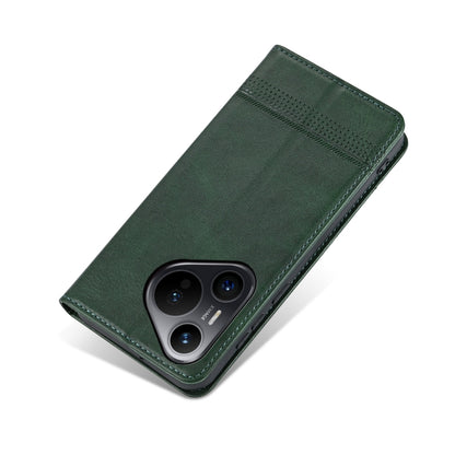 For Huawei Pura 70 AZNS Magnetic Calf Texture Flip Leather Phone Case(Dark Green) - Huawei Cases by AZNS | Online Shopping UK | buy2fix