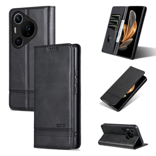 For Huawei Pura 70 Pro / 70 Pro+ Fine Hole AZNS Magnetic Calf Texture Flip Leather Phone Case(Black) by AZNS