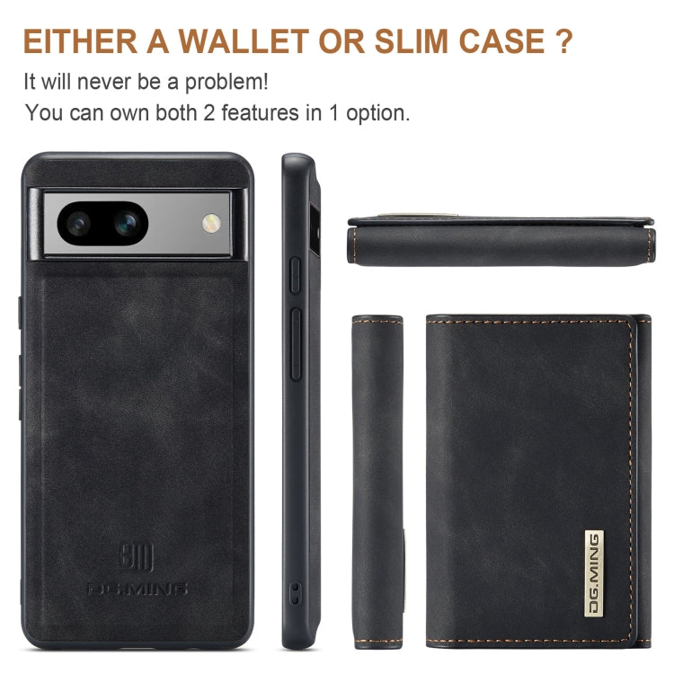 For Google Pixel 7A DG.MING M1 Series 3-Fold Multi Card Wallet + Magnetic Phone Case(Black) - Google Cases by DG.MING | Online Shopping UK | buy2fix