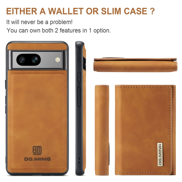 For Google Pixel 7A DG.MING M1 Series 3-Fold Multi Card Wallet + Magnetic Phone Case(Brown) by DG.MING