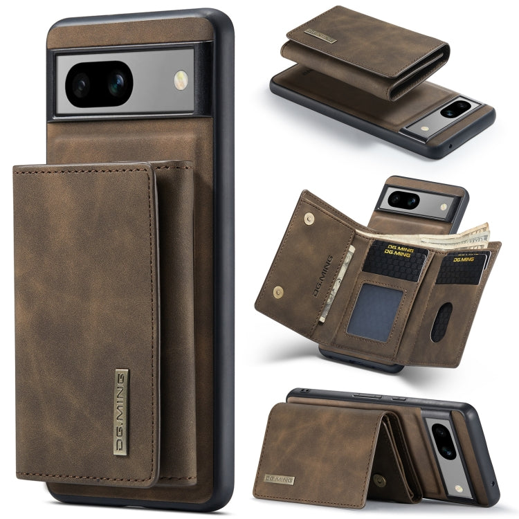 For Google Pixel 8A DG.MING M1 Series 3-Fold Multi Card Wallet + Magnetic Phone Case(Coffee) - Google Cases by DG.MING | Online Shopping UK | buy2fix