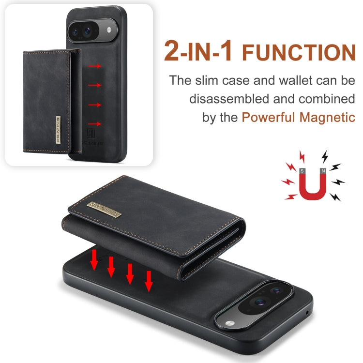 For Google Pixel 9 / 9 Pro DG.MING M1 Series 3-Fold Multi Card Wallet + Magnetic Phone Case(Black) by DG.MING