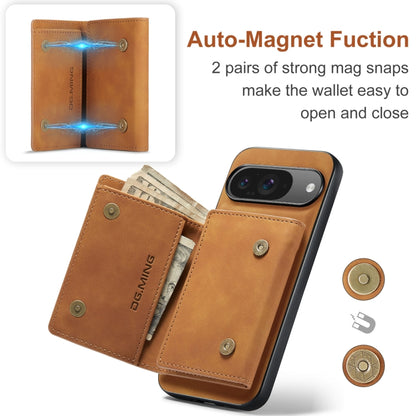 For Google Pixel 9 / 9 Pro DG.MING M1 Series 3-Fold Multi Card Wallet + Magnetic Phone Case(Brown) by DG.MING
