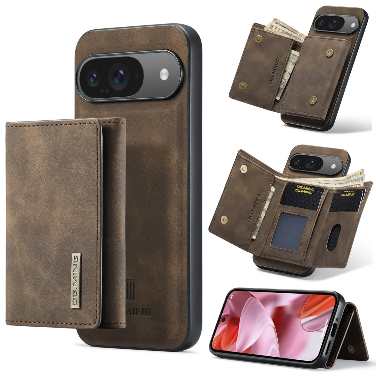 For Google Pixel 9 / 9 Pro DG.MING M1 Series 3-Fold Multi Card Wallet + Magnetic Phone Case(Coffee) by DG.MING