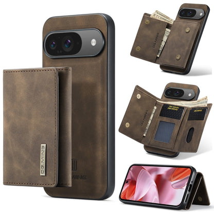 For Google Pixel 9 / 9 Pro DG.MING M1 Series 3-Fold Multi Card Wallet + Magnetic Phone Case(Coffee) by DG.MING