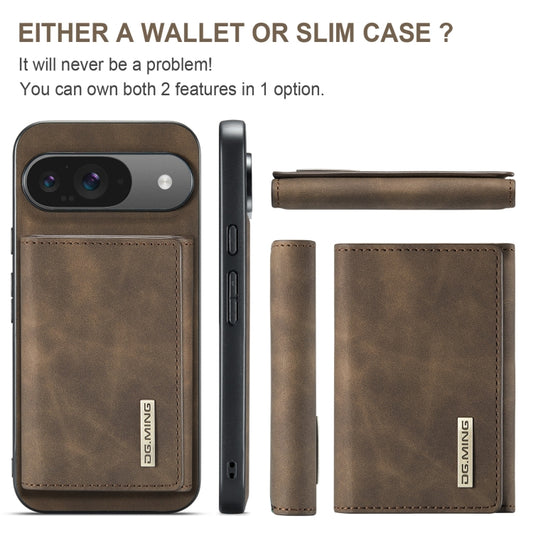 For Google Pixel 9 / 9 Pro DG.MING M1 Series 3-Fold Multi Card Wallet + Magnetic Phone Case(Coffee) by DG.MING