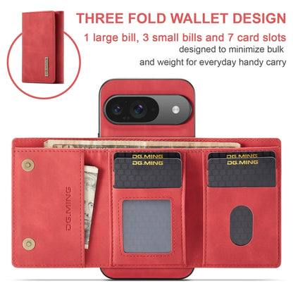 For Google Pixel 9 / 9 Pro DG.MING M1 Series 3-Fold Multi Card Wallet + Magnetic Phone Case(Red) by DG.MING