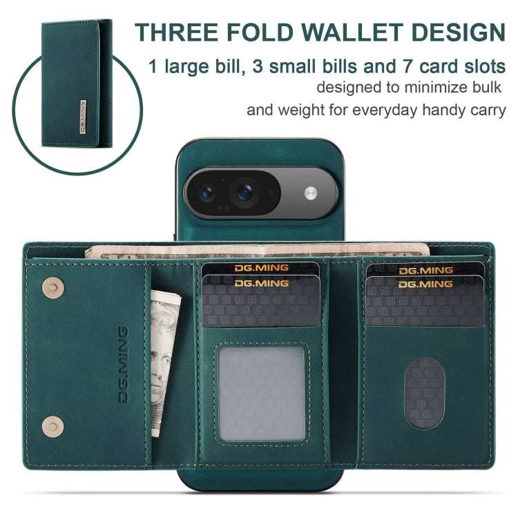 For Google Pixel 9 / 9 Pro DG.MING M1 Series 3-Fold Multi Card Wallet + Magnetic Phone Case(Green) by DG.MING