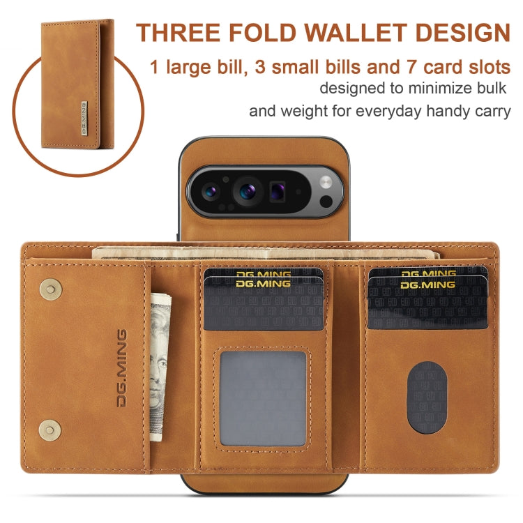 For Google Pixel 9 Pro XL DG.MING M1 Series 3-Fold Multi Card Wallet + Magnetic Phone Case(Brown) by DG.MING