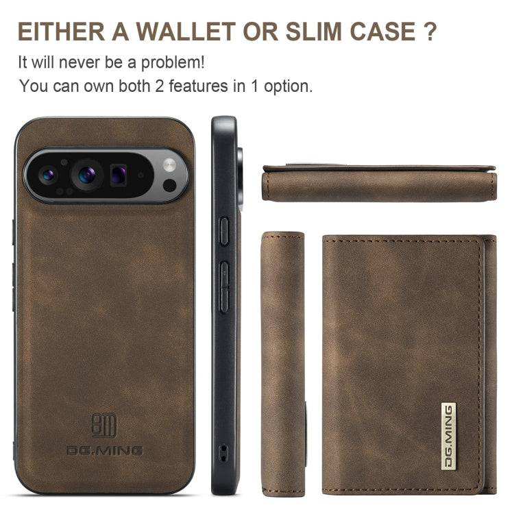 For Google Pixel 9 Pro XL DG.MING M1 Series 3-Fold Multi Card Wallet + Magnetic Phone Case(Coffee) by DG.MING