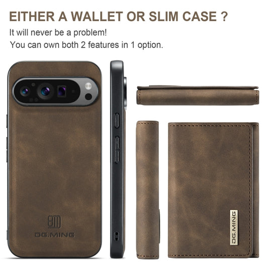 For Google Pixel 9 Pro XL DG.MING M1 Series 3-Fold Multi Card Wallet + Magnetic Phone Case(Coffee) by DG.MING