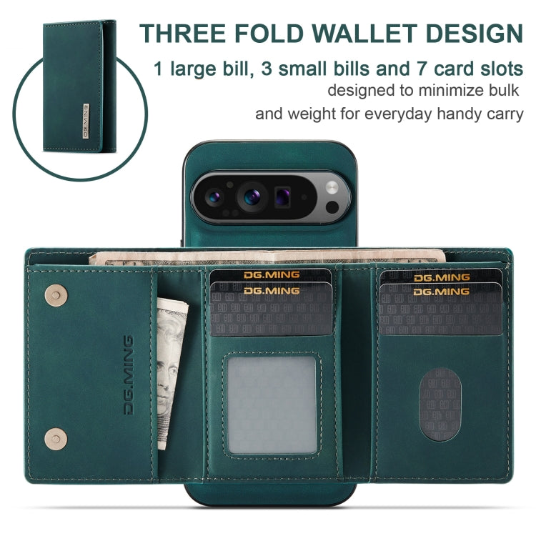 For Google Pixel 9 Pro XL DG.MING M1 Series 3-Fold Multi Card Wallet + Magnetic Phone Case(Green) by DG.MING