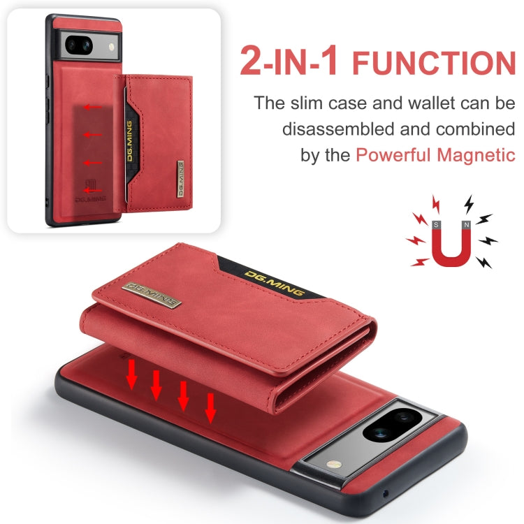 For Google Pixel 7A DG.MING M2 Series 3-Fold Multi Card Bag + Magnetic Phone Case(Red) - Google Cases by DG.MING | Online Shopping UK | buy2fix