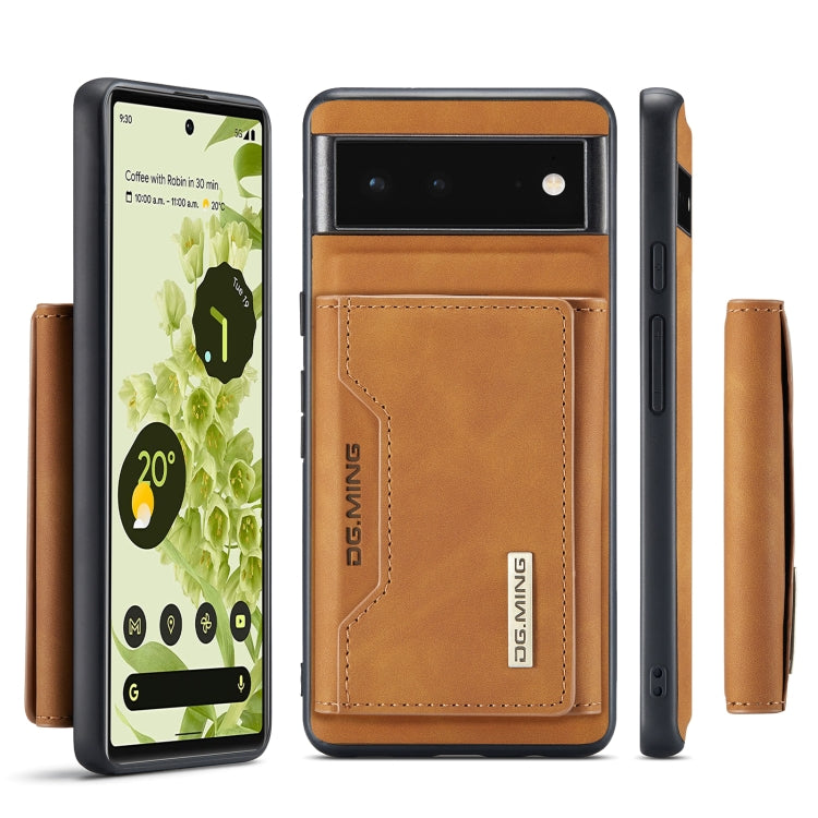 For Google Pixel 6 DG.MING M2 Series 3-Fold Multi Card Bag + Magnetic Phone Case(Brown) - Google Cases by DG.MING | Online Shopping UK | buy2fix