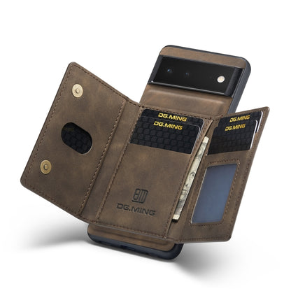 For Google Pixel 6 DG.MING M2 Series 3-Fold Multi Card Bag + Magnetic Phone Case(Coffee) by DG.MING