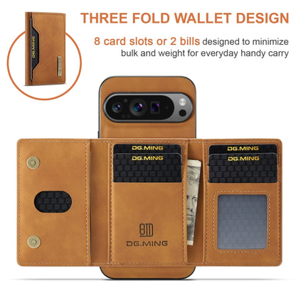 For Google Pixel 9 Pro XL DG.MING M2 Series 3-Fold Multi Card Bag + Magnetic Phone Case(Brown) by DG.MING