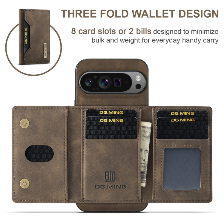 For Google Pixel 9 Pro XL DG.MING M2 Series 3-Fold Multi Card Bag + Magnetic Phone Case(Coffee) by DG.MING