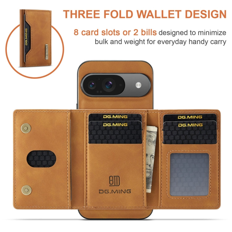 For Google Pixel 9 / 9 Pro DG.MING M2 Series 3-Fold Multi Card Bag + Magnetic Phone Case(Brown) by DG.MING