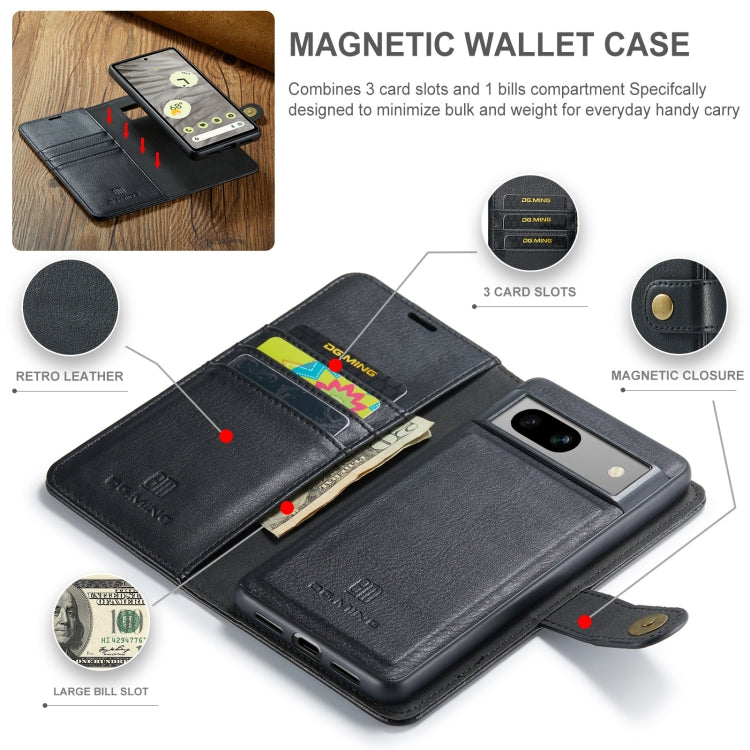 For Google Pixel 7A DG.MING Crazy Horse Texture Detachable Magnetic Leather Phone Case(Black) by DG.MING