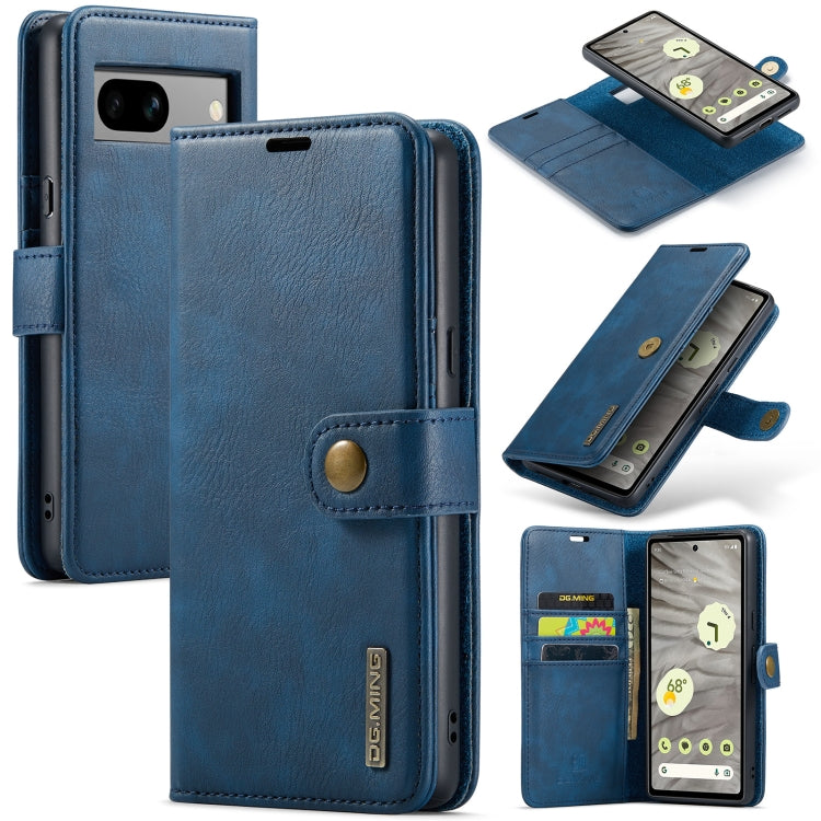 For Google Pixel 7A DG.MING Crazy Horse Texture Detachable Magnetic Leather Phone Case(Blue) by DG.MING