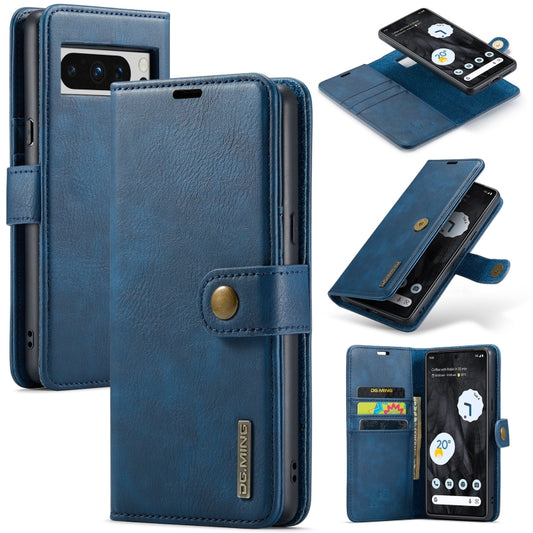 For Google Pixel 8 Pro DG.MING Crazy Horse Texture Detachable Magnetic Leather Phone Case(Blue) by DG.MING