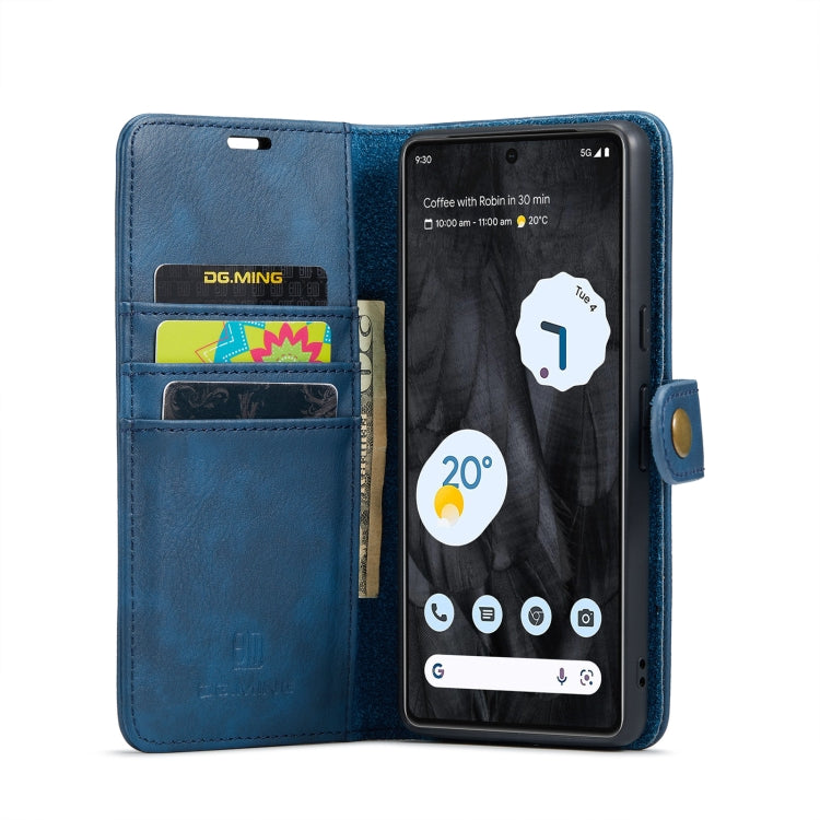 For Google Pixel 8 Pro DG.MING Crazy Horse Texture Detachable Magnetic Leather Phone Case(Blue) by DG.MING