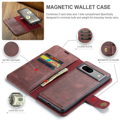 For Google Pixel 8A DG.MING Crazy Horse Texture Detachable Magnetic Leather Phone Case(Red) by DG.MING
