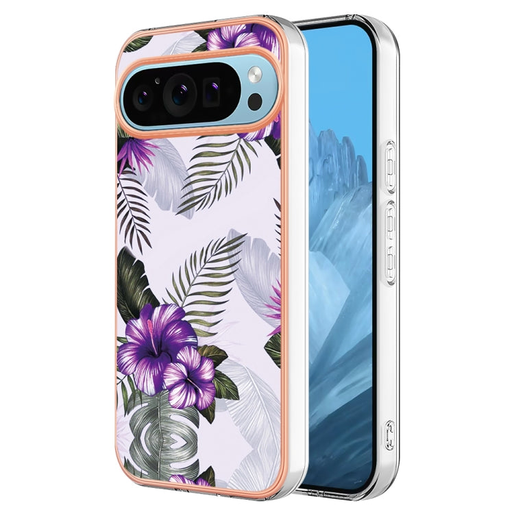 For Google Pixel 9 Pro XL Electroplating IMD TPU Phone Case(Purple Flower) - Google Cases by buy2fix | Online Shopping UK | buy2fix